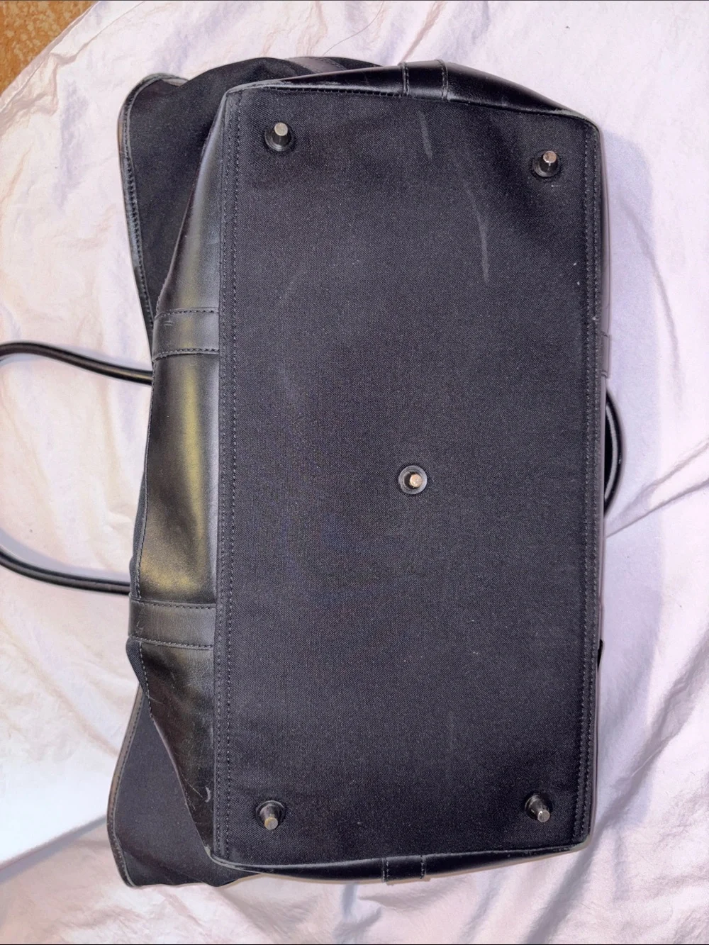 1941 Coach Black Canvas Duffel Tote with Leather Trim
